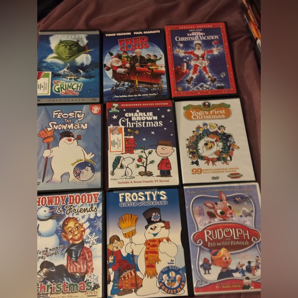 Christmas DVD Collection of 9. Rudolph frosty grinch vacation Charlie Brown